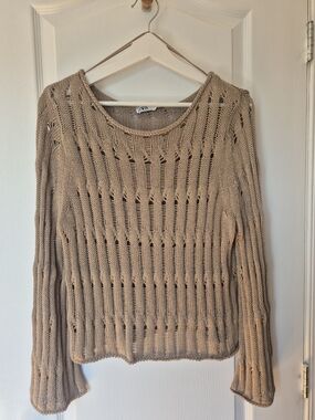 Zara Open-Knit Scoop Neck Sweater